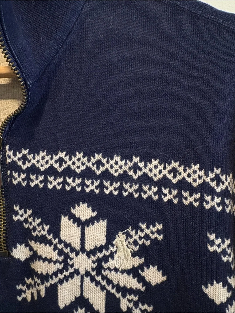Polo Ralph Lauren || Snowflake Estate Rib Pullover Nordic Pattern Navy Cream M
